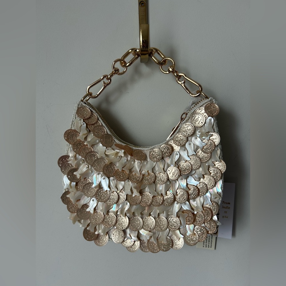Elegant Gold and Cream Women's Bag